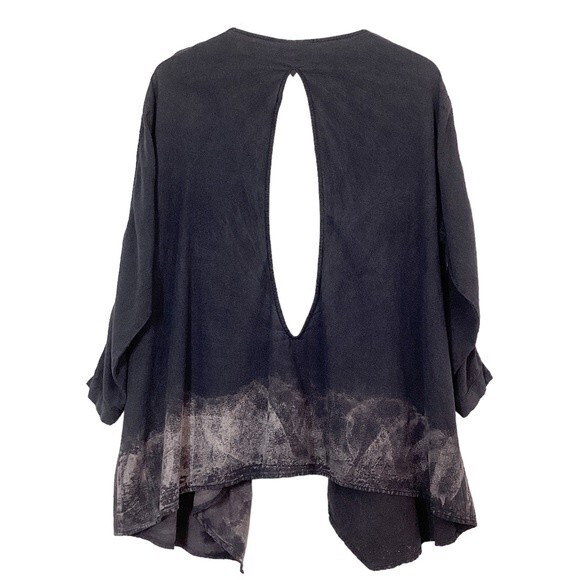 LINDSEY THORNBURG Womens 2 Blouse Gray Top Dyed Shirt Lagenlook Boho Top - Picture 9 of 16